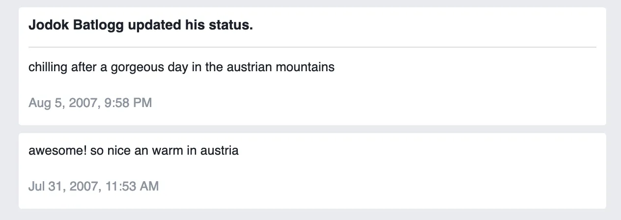 My first two status updates