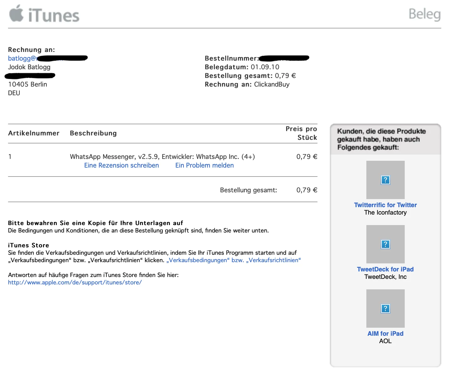 I bought WhatsApp for €0.79 in 2010